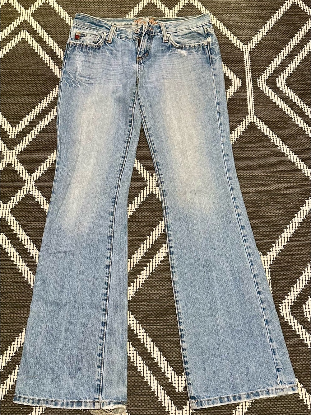 Rare Y2K Miss Me Light Blue Distressed Flare Jeans
